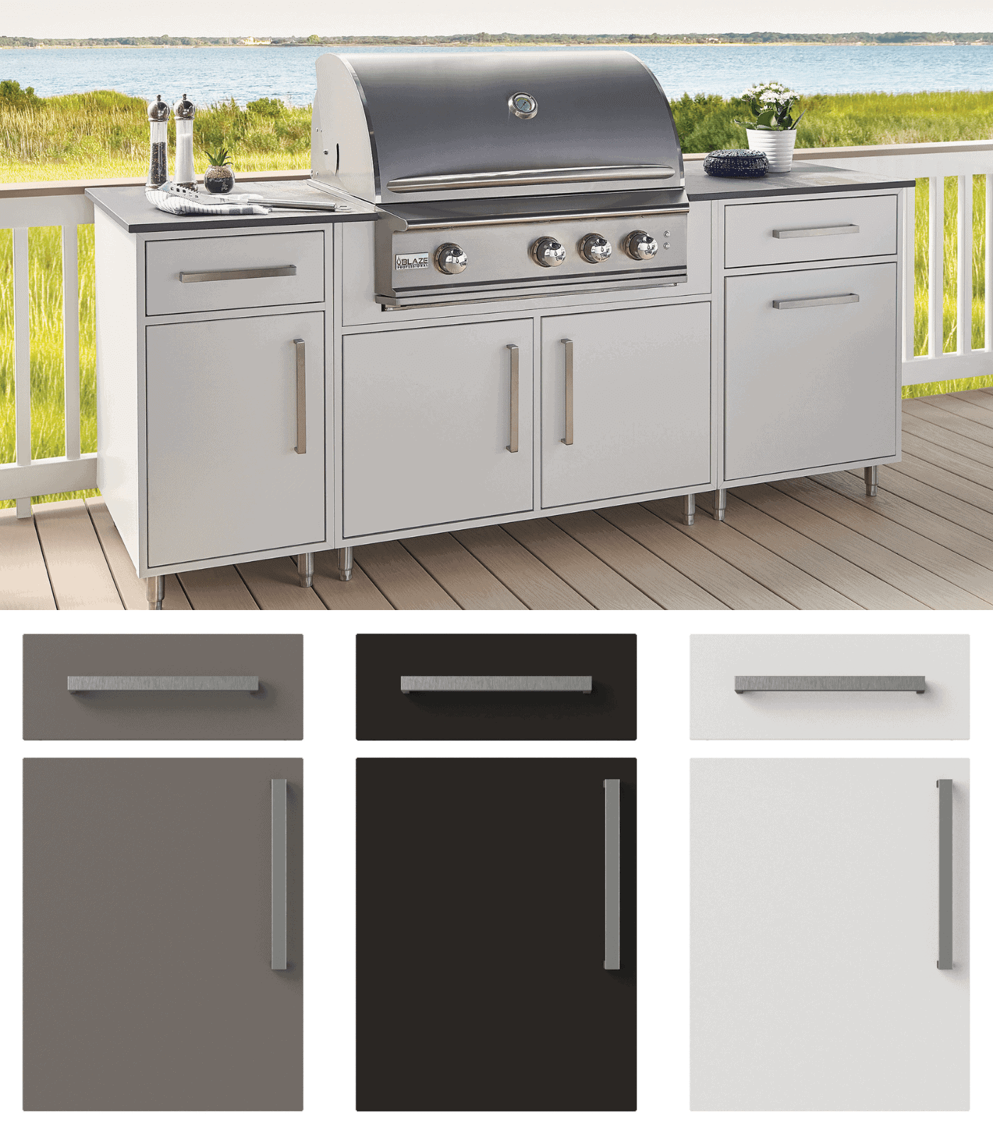 A flat-panel cabinet door.