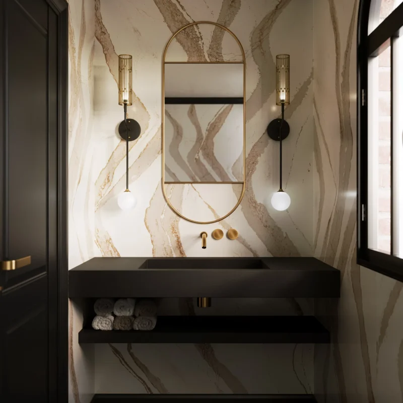 Brittanicca-Gold quartz Cool Bathroom